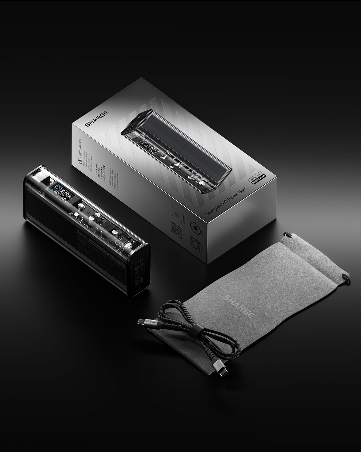 SHARGEEK 140 Power Bank, 140W Output 20000mAh Portable Charger